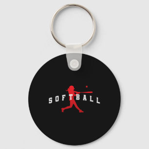 Softball Red Team Player Varsity Text Key Ring