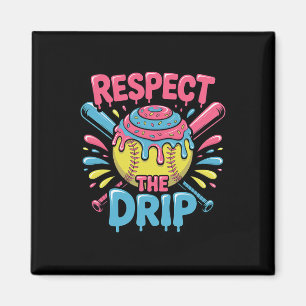 Softball Respect The Drip - Cute Softball Player  Magnet