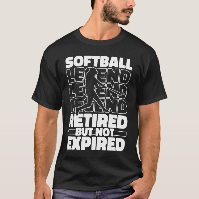 Softball Retired Catcher Batter Pitcher  Softball T-Shirt (Front)
