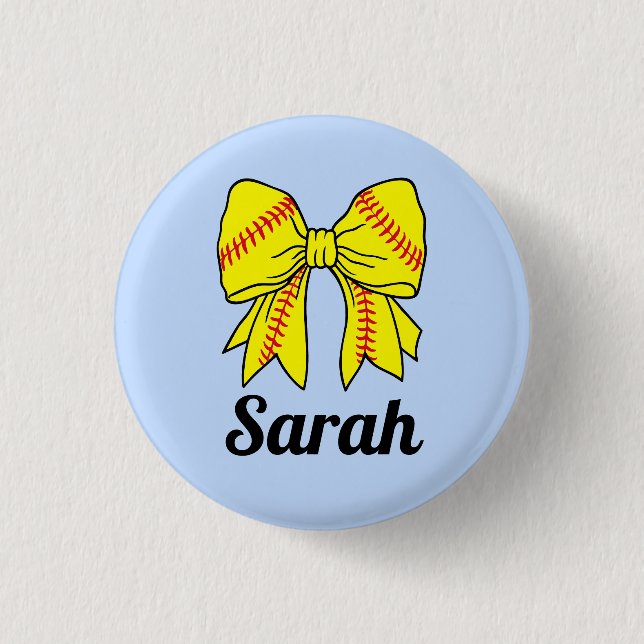 Softball Ribbon Bow Custom 3 Cm Round Badge (Front)