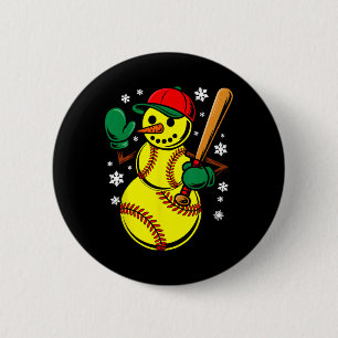 Softball Santa Hat Snowman Xmas Funny Softball Chr 6 Cm Round Badge