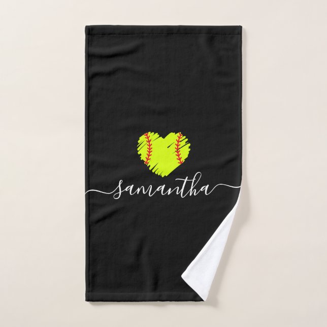 Softball Script Monogram Personalised Hand Towel (Hand Towel)
