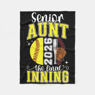 Softball Senior Aunt 2026 Softball Senior Auntie  Fleece Blanket