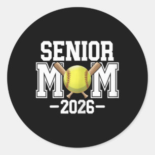 Softball Senior Mom, Cl Of 2026,senior Night Gradu Classic Round Sticker