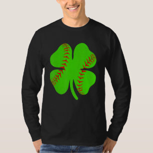 Softball Shamrock Lucky Clover Irish St Patrick's  T-Shirt