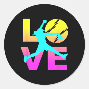 Softball Shirts For Girls Love Classic Round Sticker