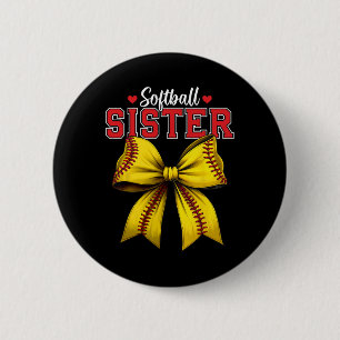 Softball Sister Coquette Women Softball Girls Moth 6 Cm Round Badge