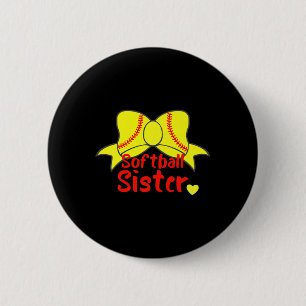 Softball Sister Hairbow Ball Red Stitches Fastpitc 6 Cm Round Badge