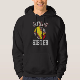 Softball Sister Leopard Ball Mother's Day Hoodie