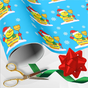 Softball Snowman Softball Wrapping Paper with NAME
