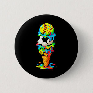 Softball Soccer Ice Cream Drip Colorful Summer Gam 6 Cm Round Badge