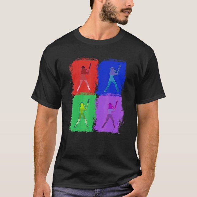 softball softball game Colourful Pop art T-Shirt (Front)