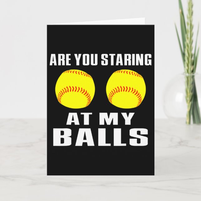 Softball, Softball Player Softball Lover Staring A Card (Front)