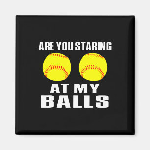 Softball, Softball Player Softball Lover Staring A Magnet