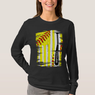 Softball Softball Player US Flag Themed Sport Coac T-Shirt