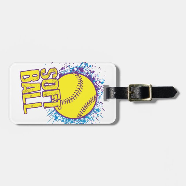 Softball Splatter Luggage Tag (Front Horizontal)