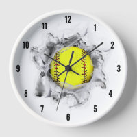 Softball Sports Fan Round Clock