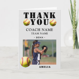 Softball Sports Photo Coach Thank You Card
