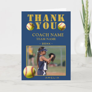 Softball Sports Photo Coach Thank You Card