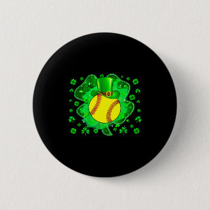 Softball St Patricks Day Leprechaun Shamrock Boys  6 Cm Round Badge