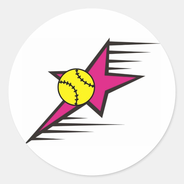Softball Star Classic Round Sticker (Front)
