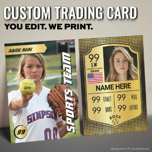 Softball Stats Shield Card Softball Trading Card