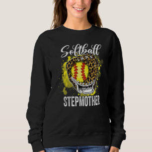 Softball Stepmother Leopard Glove Game Day Mothers Sweatshirt