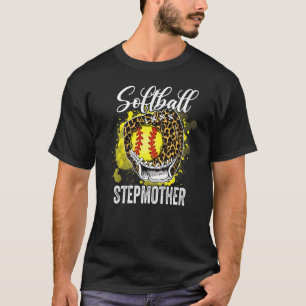 Softball Stepmother Leopard Glove Game Day Mothers T-Shirt