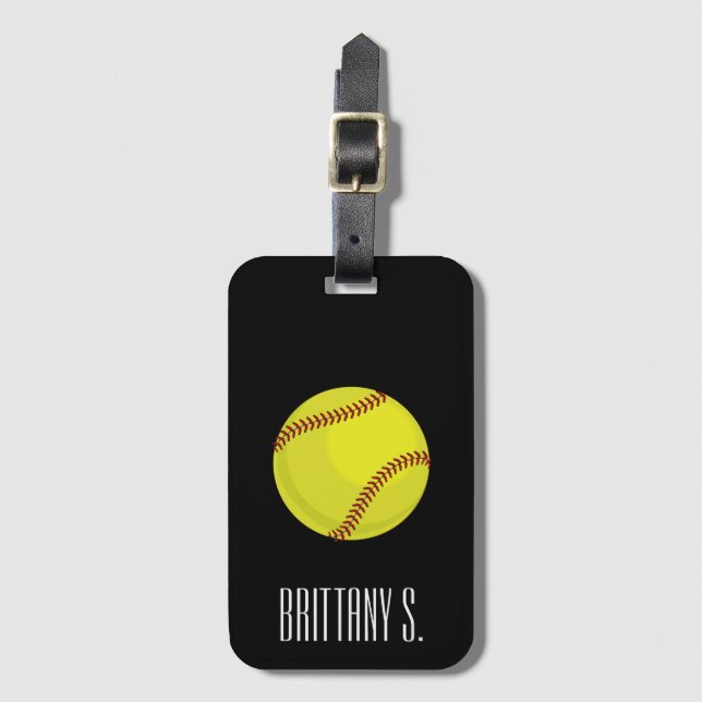 Softball Style Custom Name Luggage Tag (Front Vertical)