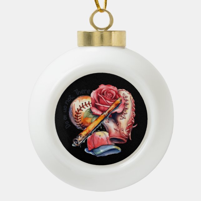Softball Summer Ceramic Ball Christmas Ornament (Front)
