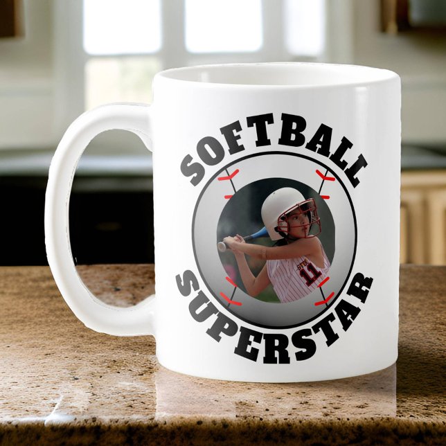 Softball Superstar Photo Coffee Mug (Photo Softball Superstar Mug)