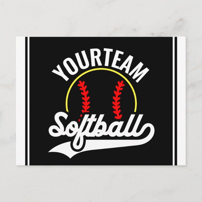 Softball Team Player ADD NAME Personalised League Postcard (Front)