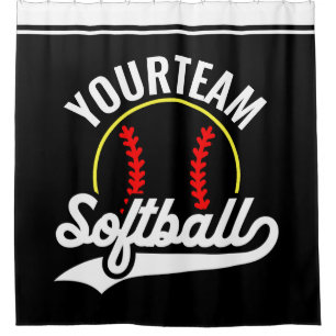 Softball Team Player ADD NAME Personalised League Shower Curtain