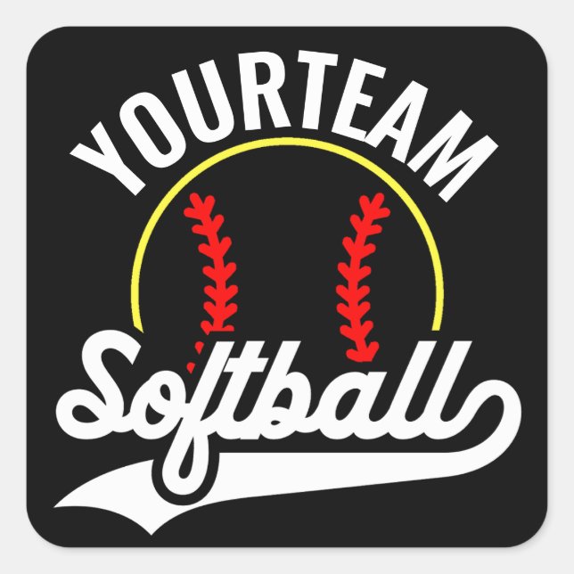 Softball Team Player ADD NAME Personalised League Square Sticker (Front)