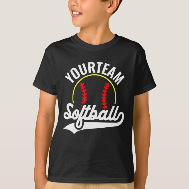 Softball Team Player ADD NAME Personalised League T-Shirt (Front)