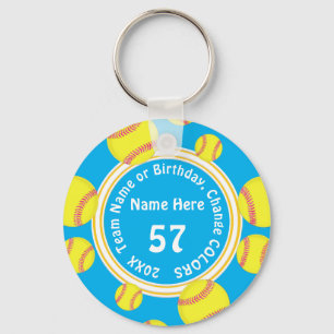 Softball Themed Party Favors Your COLORS and TEXT Key Ring