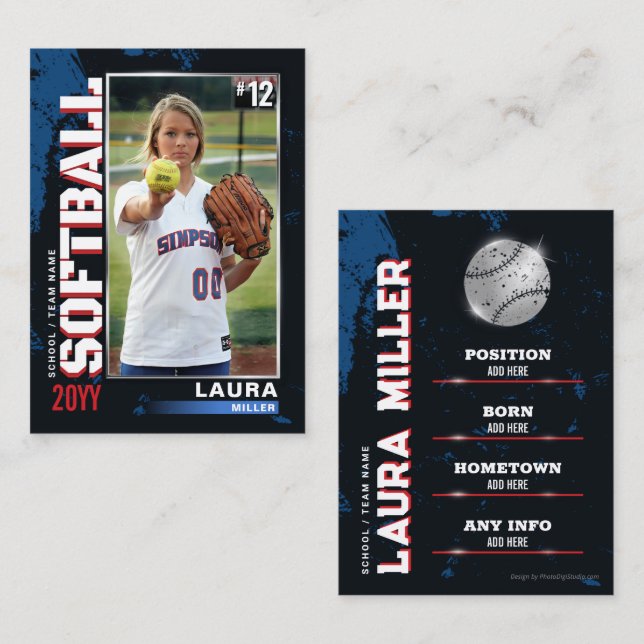Softball Trading Card Classic Baseball Player Card (Front/Back)