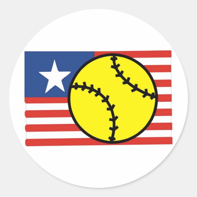 Softball USA Classic Round Sticker (Front)