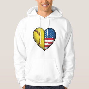 Softball USA Flag Heart Vintage Vector Design_1 Hoodie