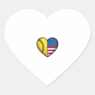 Softball USA Flag Heart Vintage Vector Design_1 Sticker