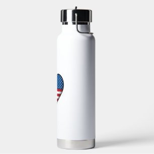 Softball USA Flag Heart Vintage Vector Design_1 Water Bottle