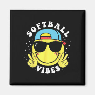 Softball Vibes Baseball Retro Groovy Game Day Girl Magnet