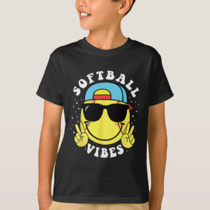 Softball Vibes Baseball Retro Groovy Game Day Girl T-Shirt