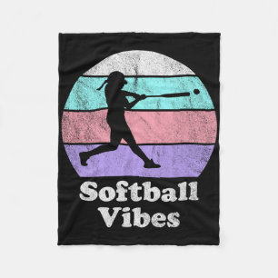 Softball Vibes Retro Vintage Girls Or Women's Batt Fleece Blanket