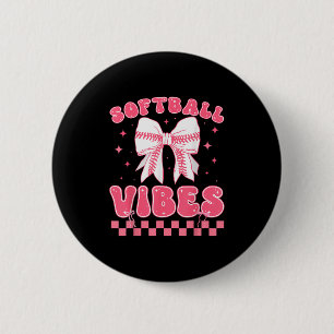 Softball Vibes Softball Couqette Groovy Softball G 6 Cm Round Badge