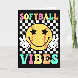 Softball Vibes Softball Retro Groovy Game Day Girl Card
