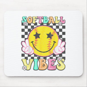Softball Vibes Softball Retro Groovy Game Day Girl Mouse Pad
