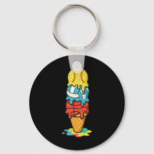 Softball Volleyball Basketball Ice Cream Summer Ga Key Ring