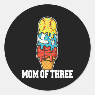 Softball Volleyball Basketball Mom Ice Cream Summe Classic Round Sticker