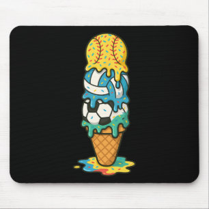 Softball Volleyball Soccer Ice Cream Drip Summer G Mouse Pad